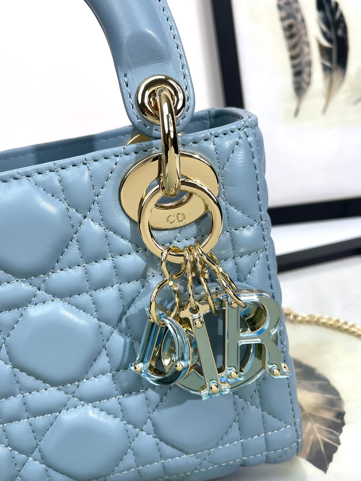 Mini Lady Dior Bag Sky Blue Cannage Lambskin